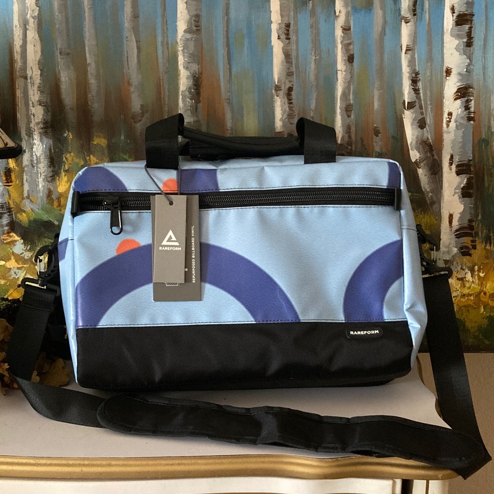 BAREFORM Light Blue Graphic Crossbody Duffel Bag no tags.
